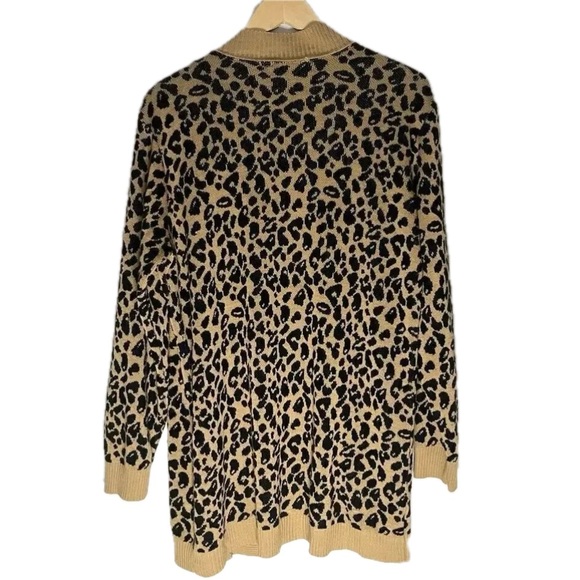 Nine West Women’s XL Brown Black Cheetah Print Cardigan - Picture 2 of 6